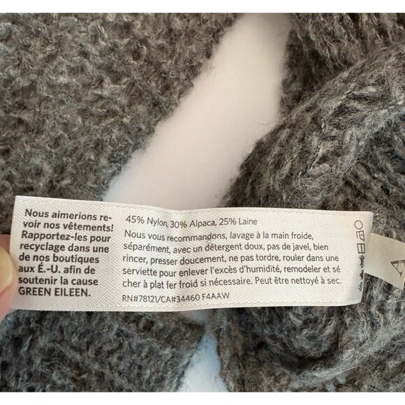 Eileen Fisher Loose Knit Boxy Alpaca Wool Blend Sweater Minimalist Gray S/P - Picture 7 of 8